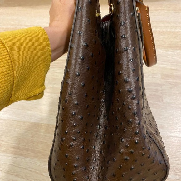 Dooney Bourke Exotic Leather Zippered Bag in Chocolate Brown - Picture 8 of 16